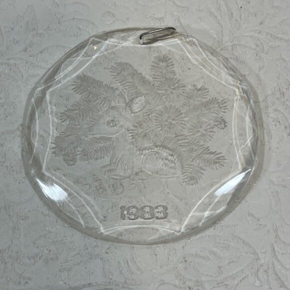 VTG Baby Deer Fir Branches Clear Acrylic 1983 Christmas Ornament 3.25" - Picture 8 of 9